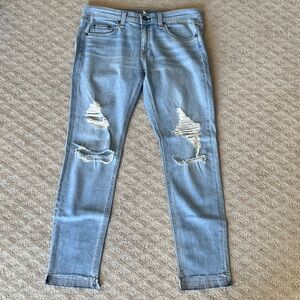 Rag & Bone Dre Capri Marina Light Washed Distressed Skinny Cropped Jeans Size 27